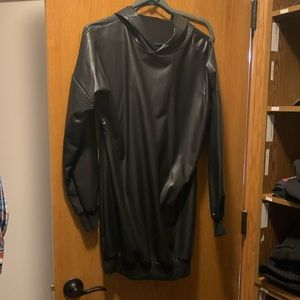 Oversized leather hoodie